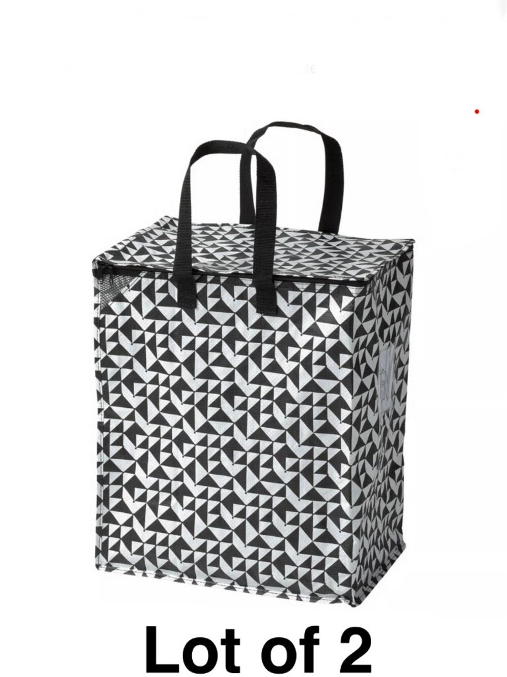NWT Lot of 2 KNALLA IKEA Storage Bags White and Black